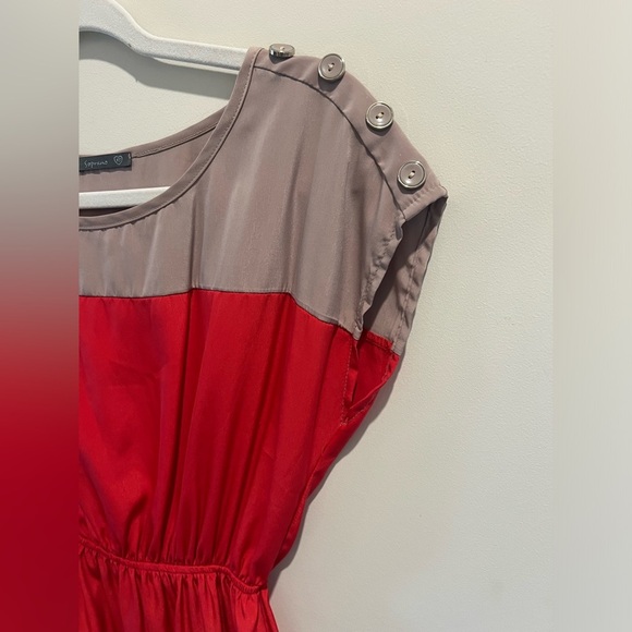 Soprano Red + Gray Color Block Dress - Picture 3 of 8